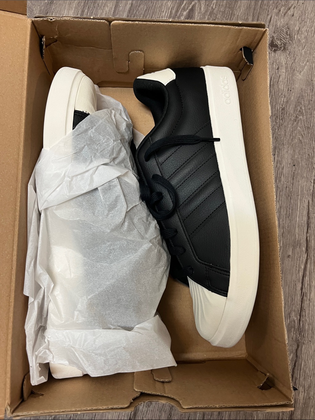 Adidas Black Leather Sneakers With White Shell Toe Rick Owen’s Style Nib